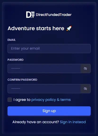 Direct Funded Trader SignUP