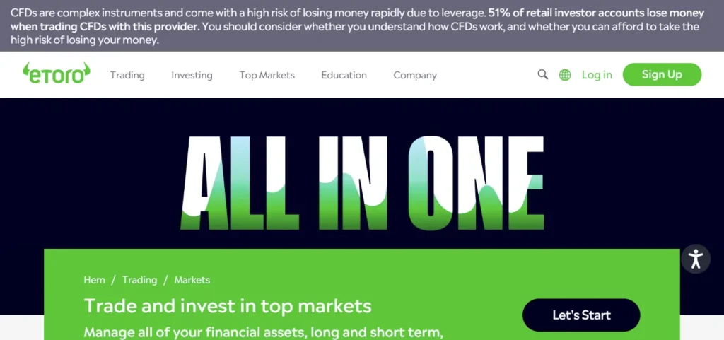 Trade Markets on eToro