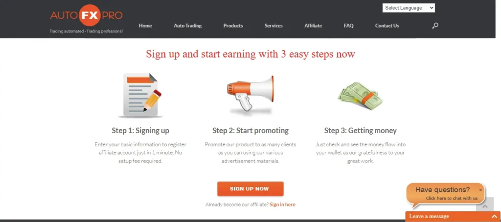 AutoFx Pro sign up