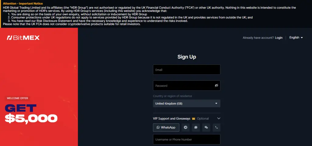 BitMEX Signup