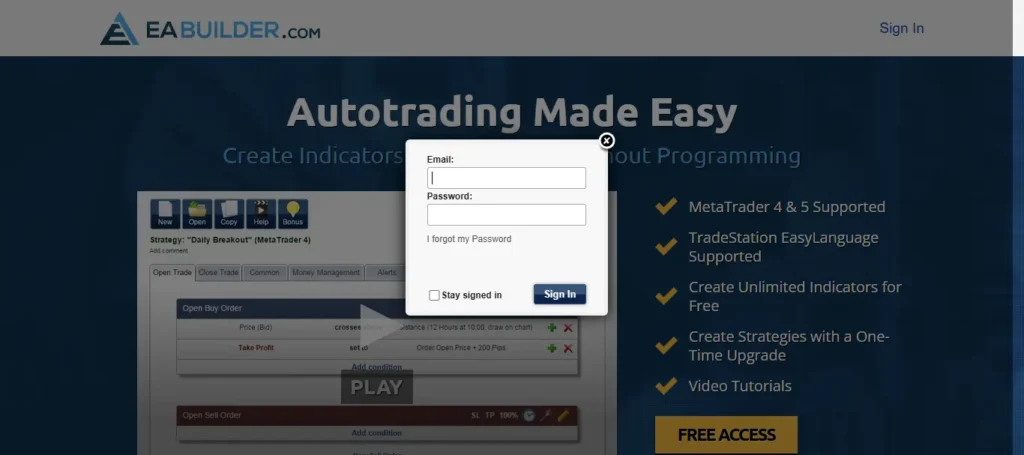 EA Builder Sign In