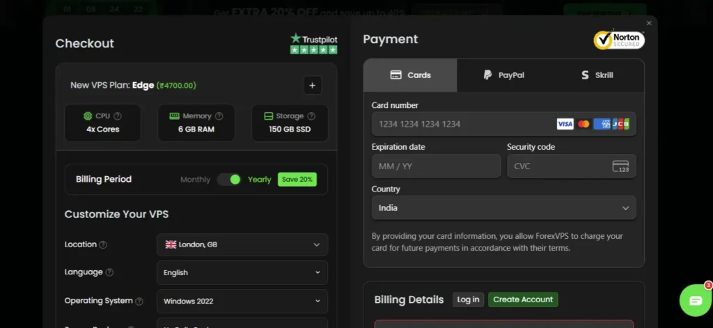 ForexVPS.net Checkout