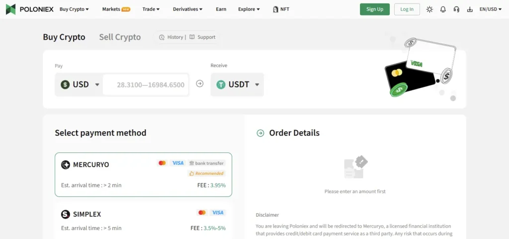 Poloniex Buy crypto