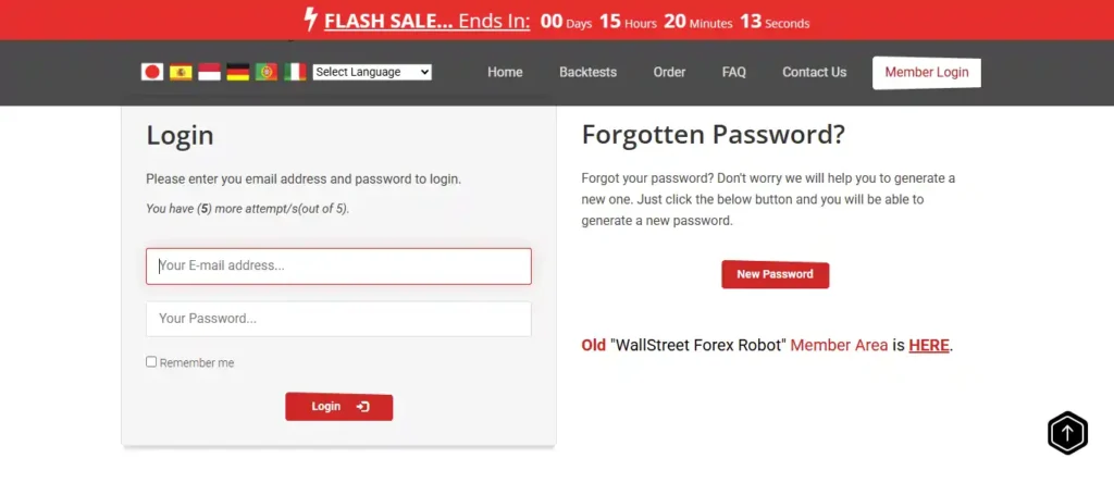Wallstreet Forex Bot website