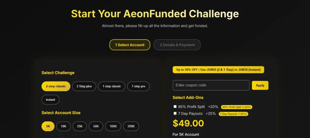 Aeon Funded bonus