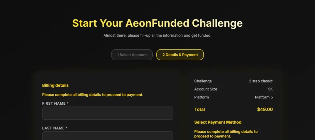 Aeon Funded payment process