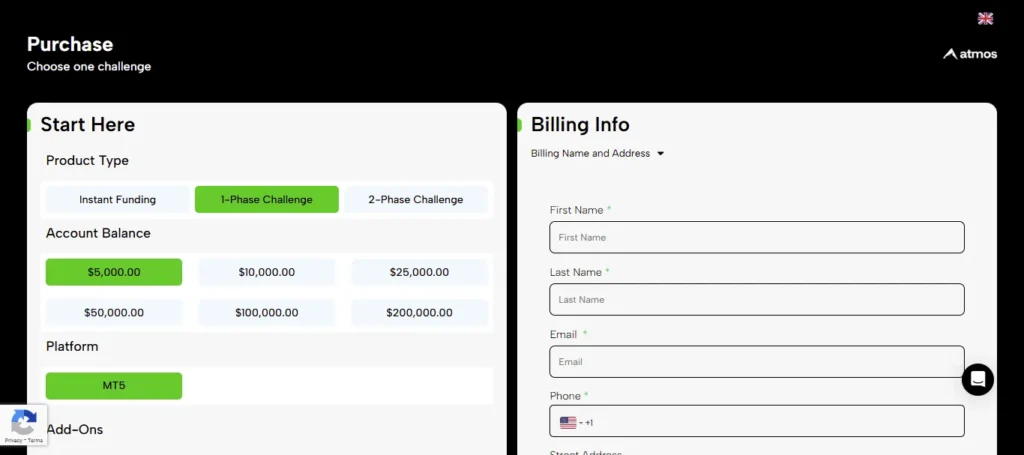 Atmos Funded checkout